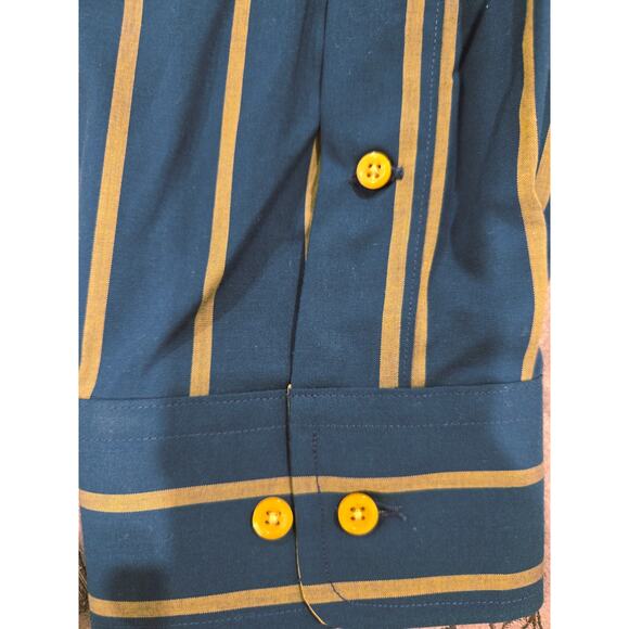 NWT Paul Fredrick Tailor Fit LS Dress Shirt Navy/Gold Neck: 18 - Picture 5 of 6